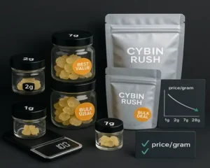 Sizes and value at Cybin Rush when you buy THC Diamonds